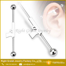 316L Surgical steel Hand Gun shape Industrial Ear Barbell